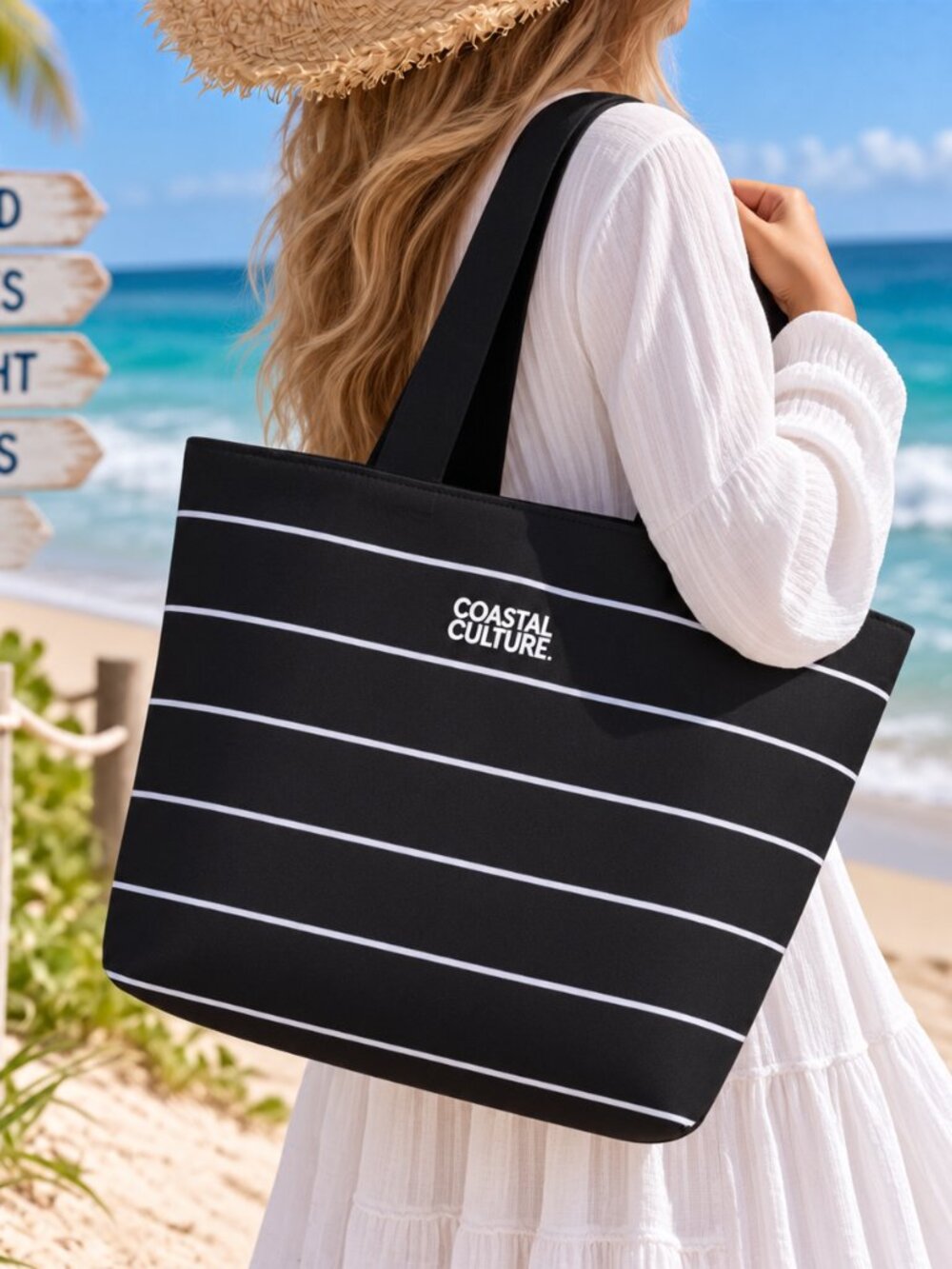 Coastal Culture Everyday Tote Bag Pineapple Beach Pool Travel Zipper XL